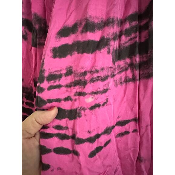 BRAND BAZAR Silky Pink Tie-Dye Raw Hem Wide Leg Flowy Pants Boho Festival Artsy - Picture 8 of 8